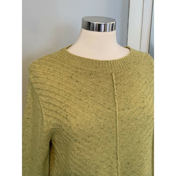 ANDREA JOVINE SWEATER Wool Blend Medium Green Woven Marled Lagenlook - Picture 5 of 8